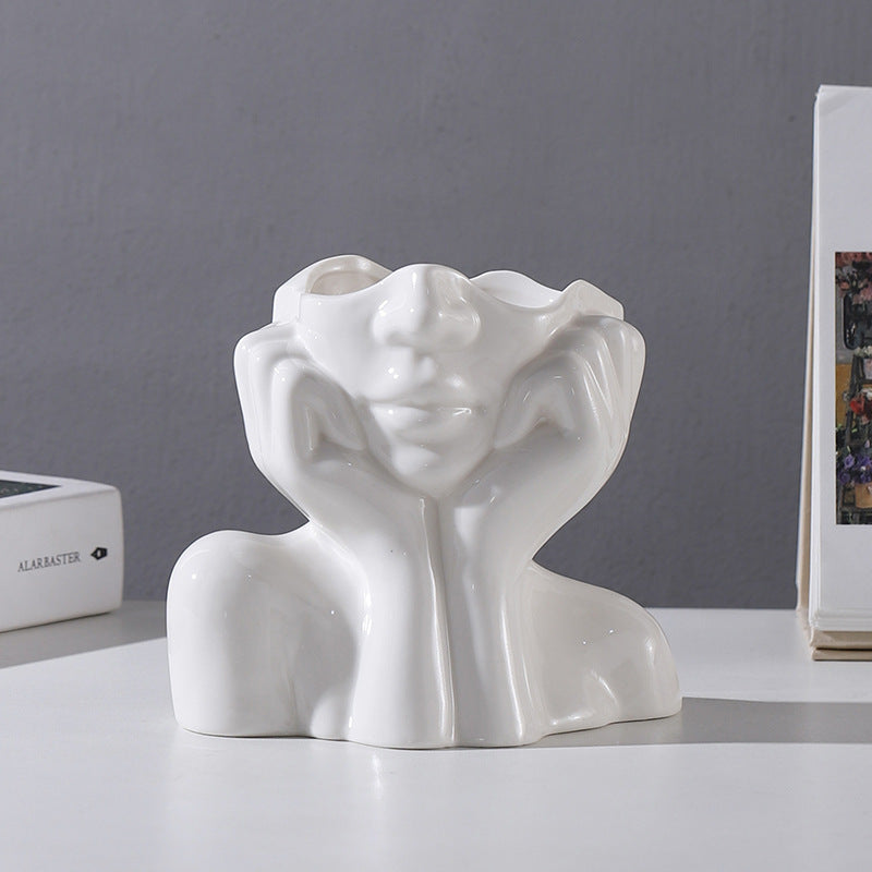 Hands and Face Shaped Flower Vase