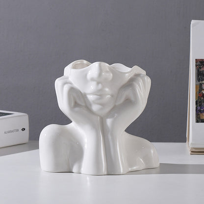 Hands and Face Shaped Flower Vase