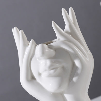 Hands and Face Shaped Flower Vase