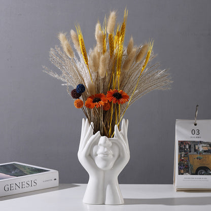 Hands and Face Shaped Flower Vase